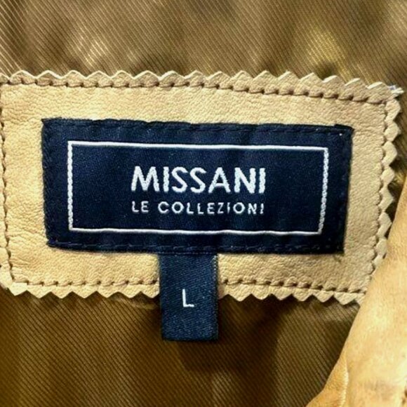 MISSANI LE COLLEZIONI Distressed Leather Motorcycle Jacket Men L Sportcoat Tan G - Picture 15 of 16